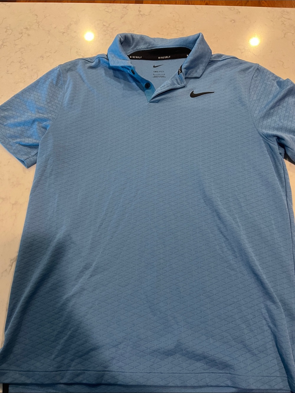 Nike Men’s Sky Blue Performance Polo with Black Swoosh